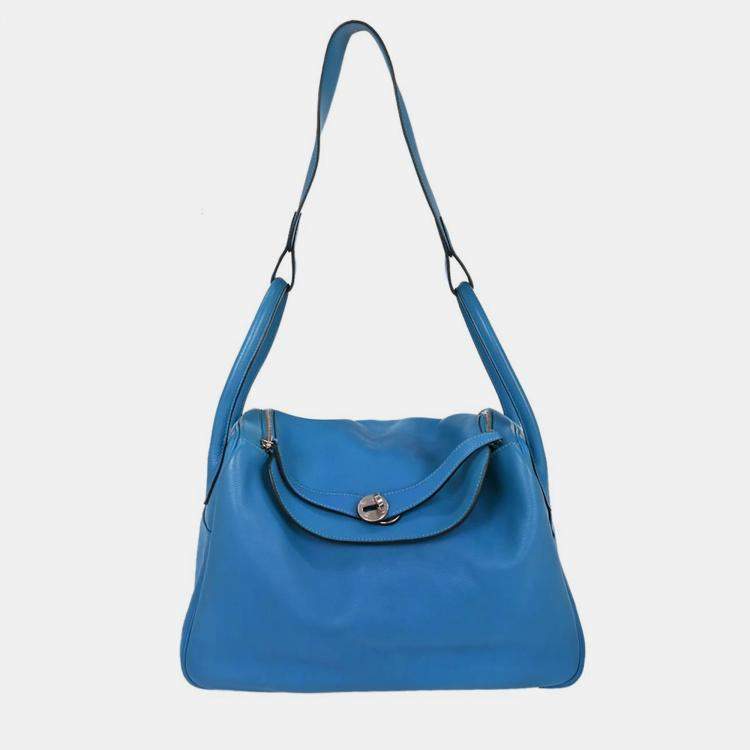 مملوكة مسبقًا Hermes Blue Zanzibar Evercolor Lindy 34 Shoulder Bag