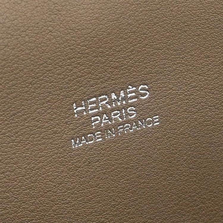Pre Owned Hermes Etoupe Gray Veau Evercalf Toolbox 26 2way Handbag