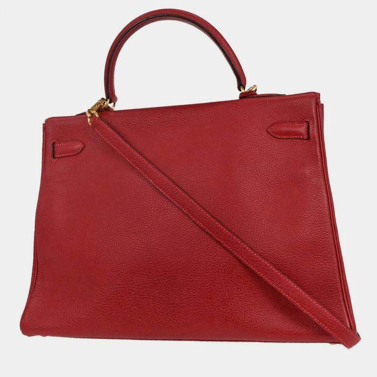 Pre Owned Hermes Rouge Garance Ardennes Kelly 35 Retourne 2way Handbag