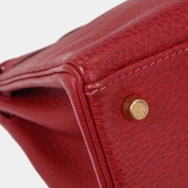Pre Owned Hermes Rouge Garance Ardennes Kelly 35 Retourne 2way Handbag