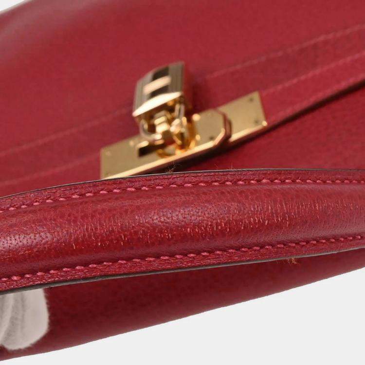 Pre Owned Hermes Rouge Garance Ardennes Kelly 35 Retourne 2way Handbag