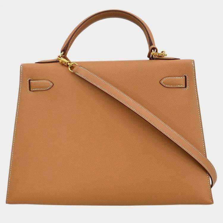 Pre Owned Hermes Natural Courchevel Kelly 32 Sellier 2way Handbag