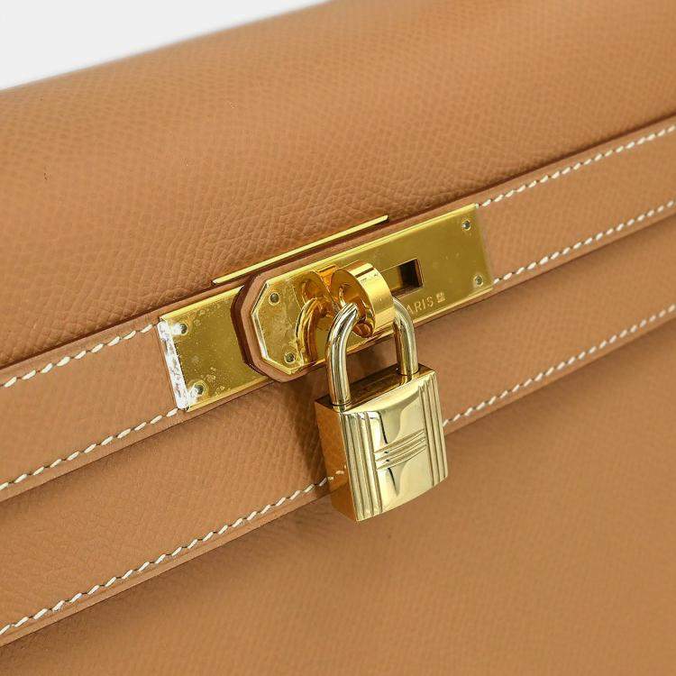 Pre Owned Hermes Natural Courchevel Kelly 32 Sellier 2way Handbag