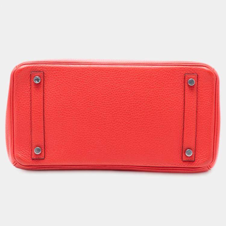 Pre Owned Hermes Red Clemence Birkin Retourne 30