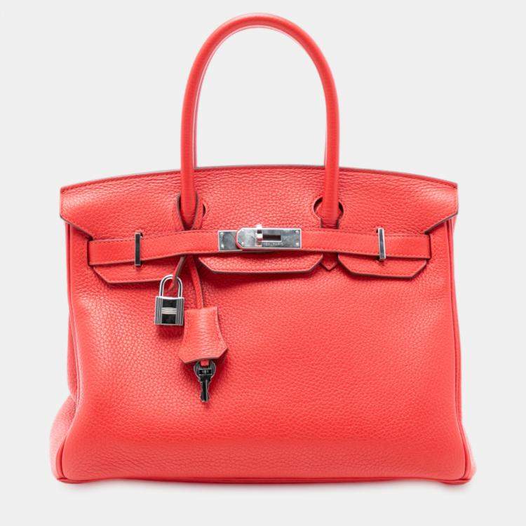 Pre Owned Hermes Red Clemence Birkin Retourne 30
