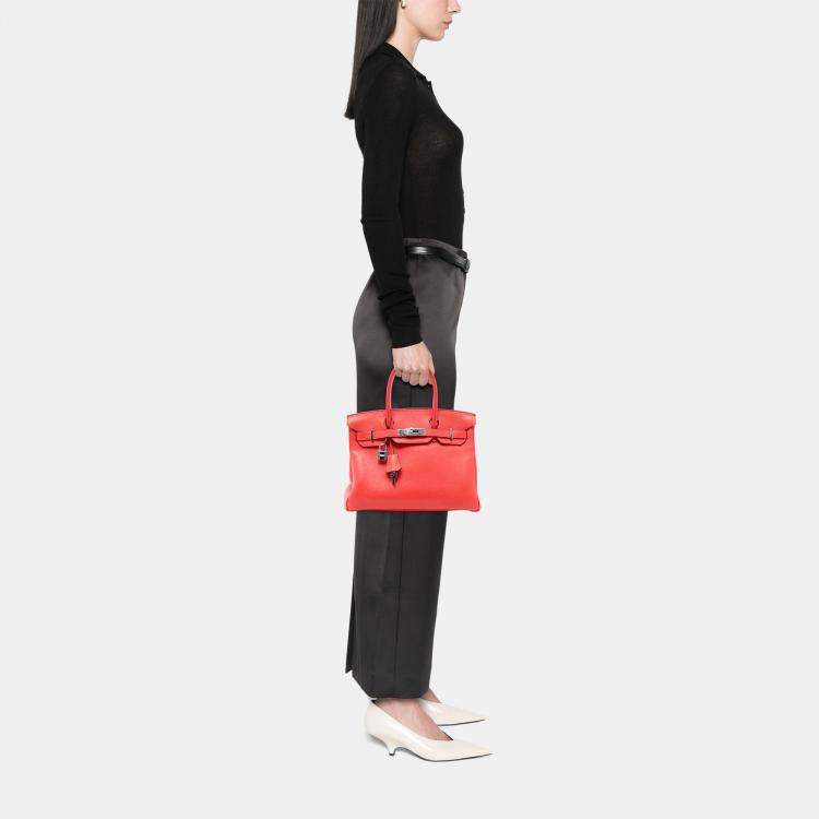 Pre Owned Hermes Red Clemence Birkin Retourne 30