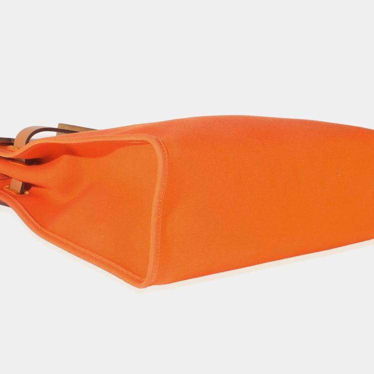 مملوكة مسبقًا Hermes Orange Toile Vache Hunter Herbag Zip 31 PM PHW
