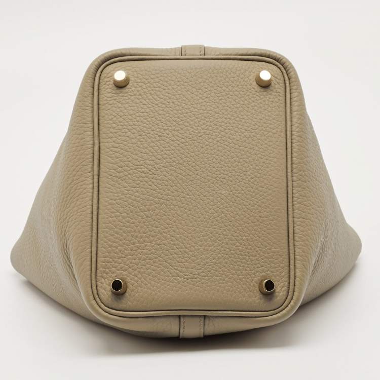 Pre Owned Hermes Picotin Lock 18 Beige Marfa Taurillon Clemence Leather Tote