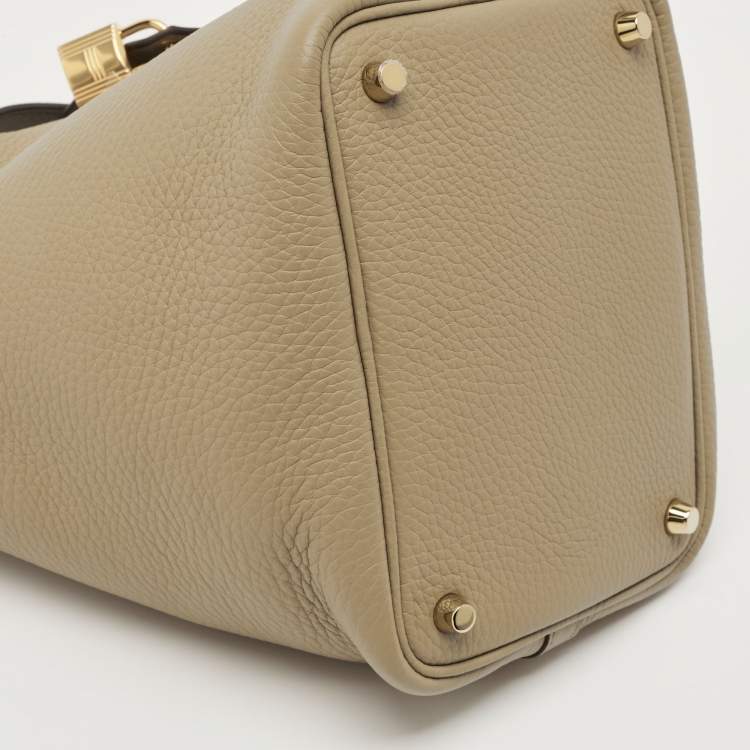 Pre Owned Hermes Picotin Lock 18 Beige Marfa Taurillon Clemence Leather Tote