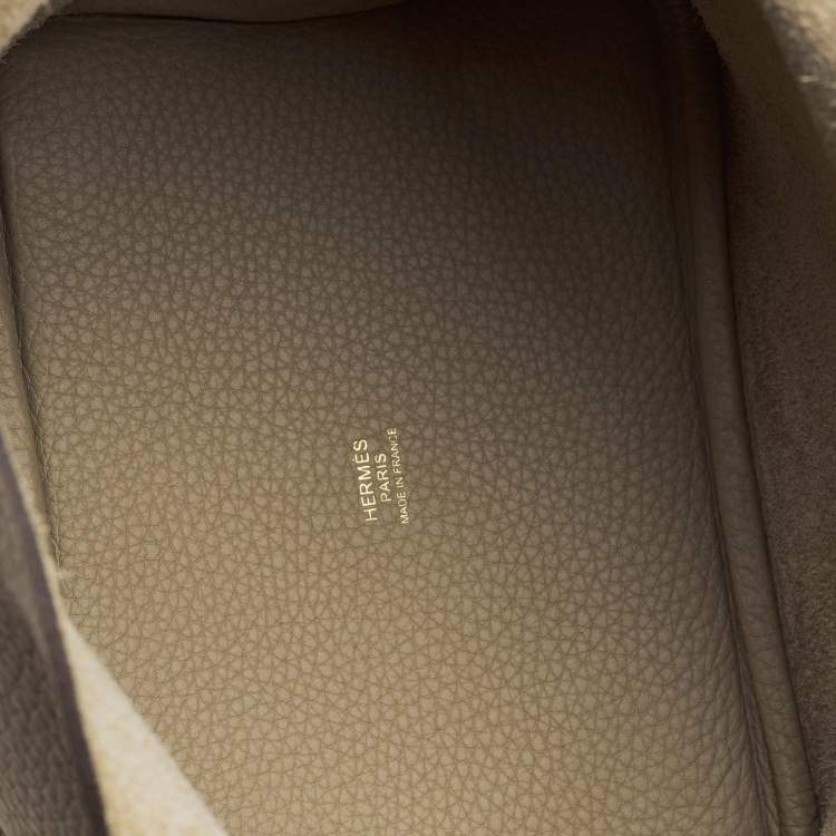 Pre Owned Hermes Picotin Lock 18 Beige Marfa Taurillon Clemence Leather Tote