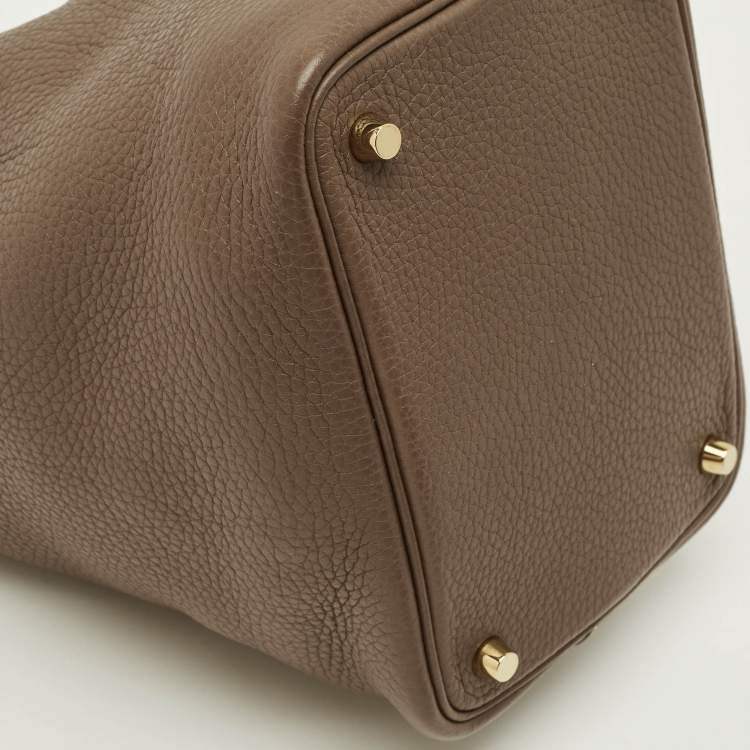 Pre Owned Hermes Picotin Lock 18 Etoupe Taurillon Clemence Leather Tote
