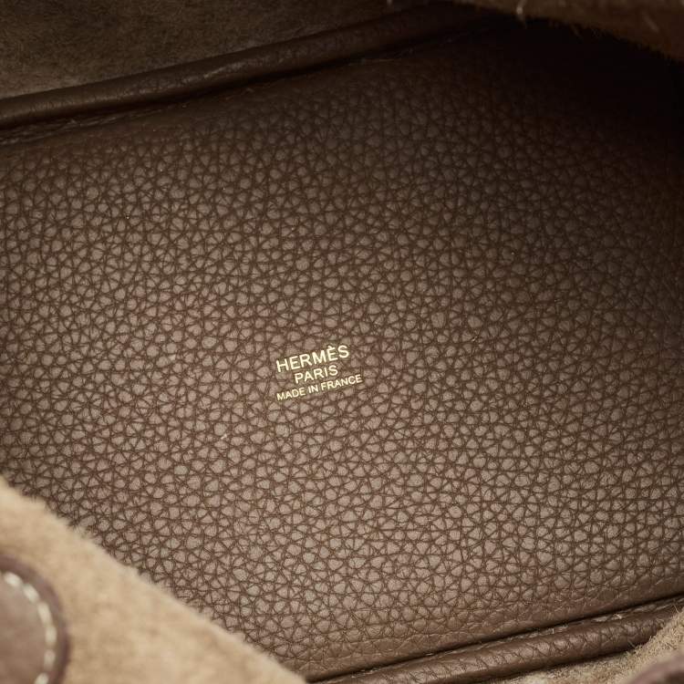Pre Owned Hermes Picotin Lock 18 Etoupe Taurillon Clemence Leather Tote