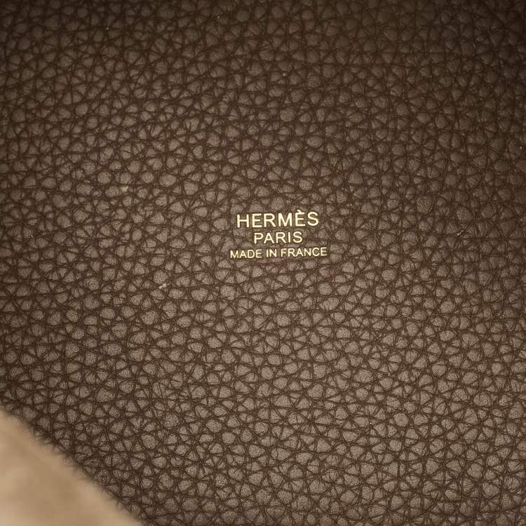 Pre Owned Hermes Picotin Lock 18 Etoupe Taurillon Clemence Leather Tote