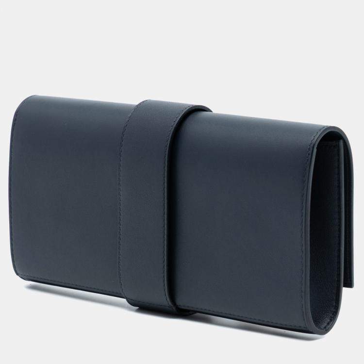Pre Owned Hermes Blue Tadelakt Medor Clutch 23