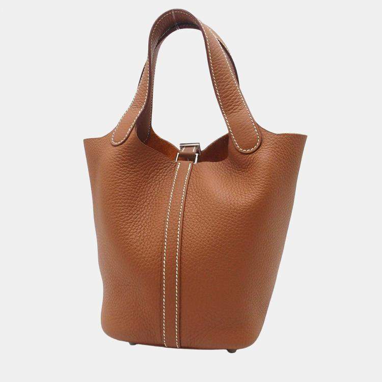 Pre Owned Hermes Brown Clemence Picotin Lock 18