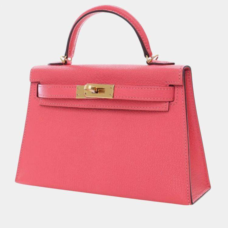 Pre Owned Hermes Pink Mini Chevre Mysore Kelly II Sellier 20