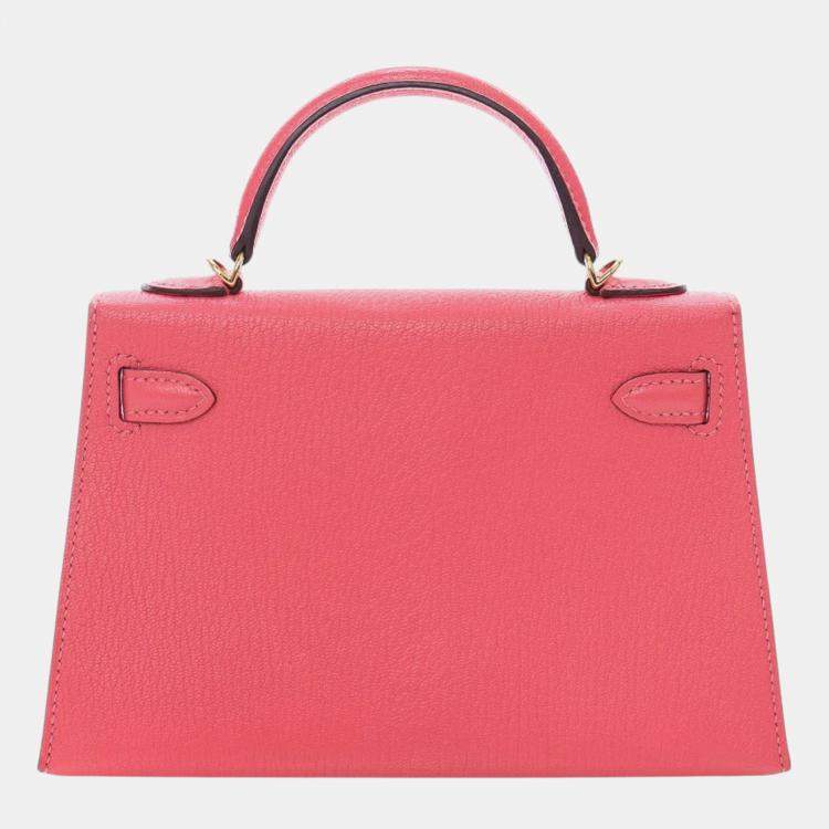 Pre Owned Hermes Pink Mini Chevre Mysore Kelly II Sellier 20