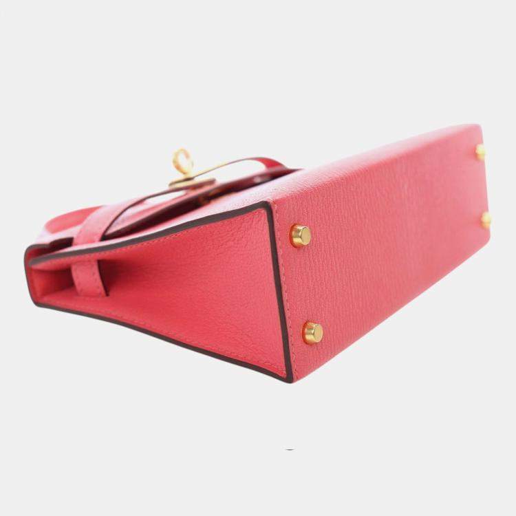Pre Owned Hermes Pink Mini Chevre Mysore Kelly II Sellier 20