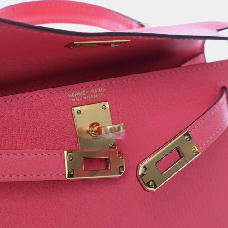 Pre Owned Hermes Pink Mini Chevre Mysore Kelly II Sellier 20