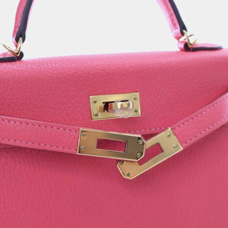 Pre Owned Hermes Pink Mini Chevre Mysore Kelly II Sellier 20