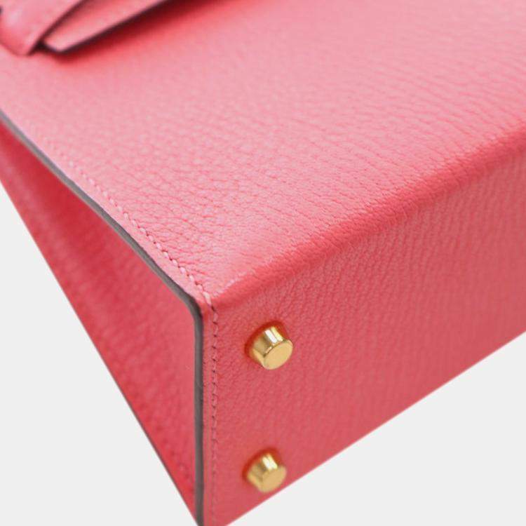 Pre Owned Hermes Pink Mini Chevre Mysore Kelly II Sellier 20