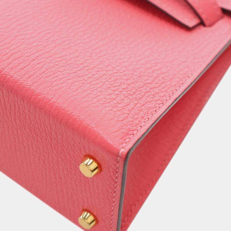 Pre Owned Hermes Pink Mini Chevre Mysore Kelly II Sellier 20