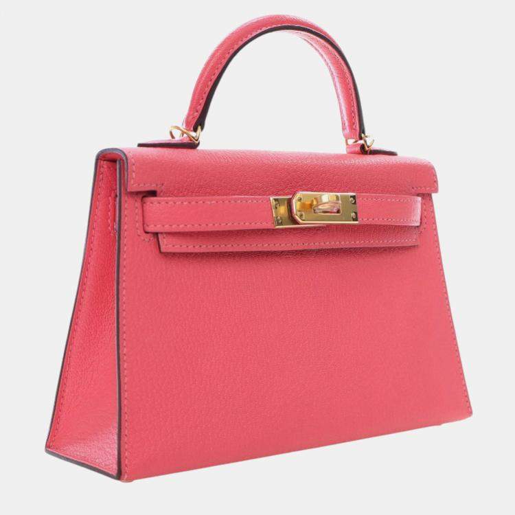 Pre Owned Hermes Pink Mini Chevre Mysore Kelly II Sellier 20