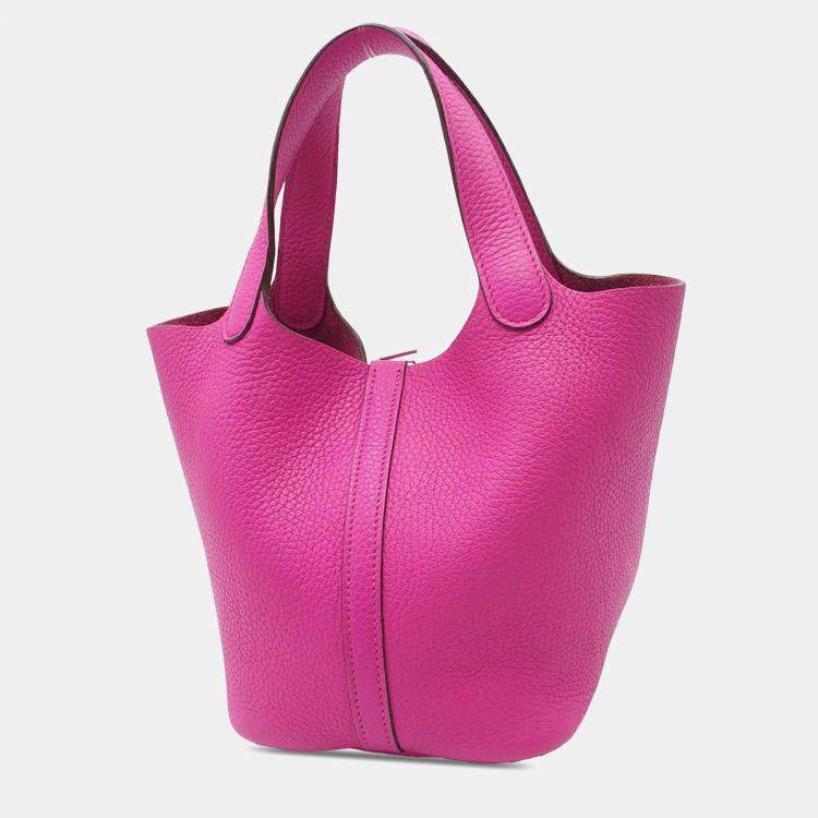Pre Owned Hermes Pink Clemence Picotin Lock 18