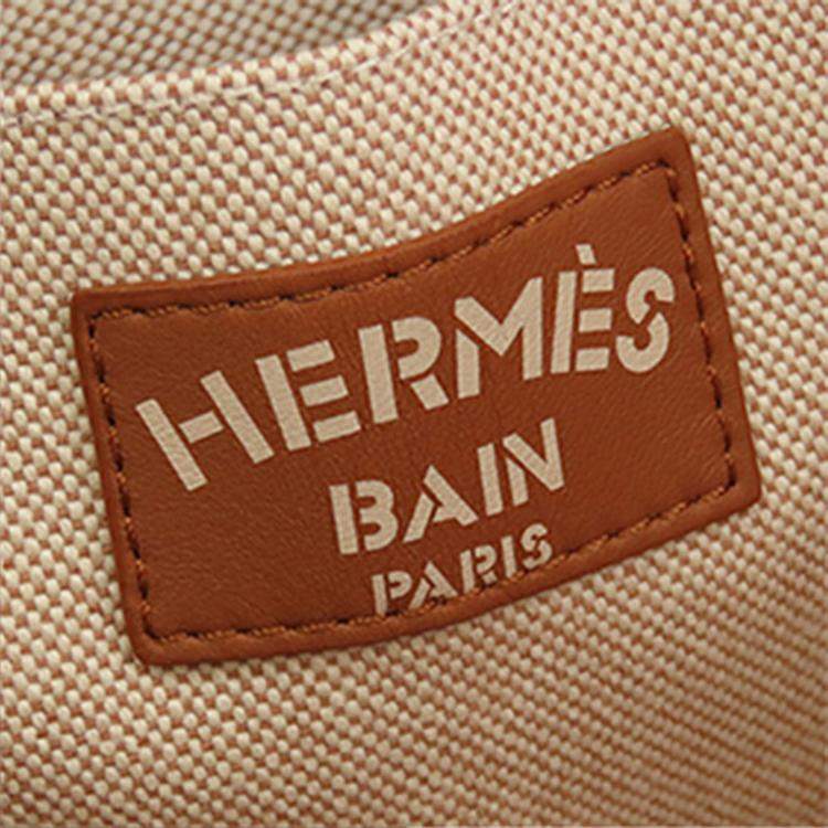 Pre Owned Hermes Brown Toile Escale a la Plage Beach Bag