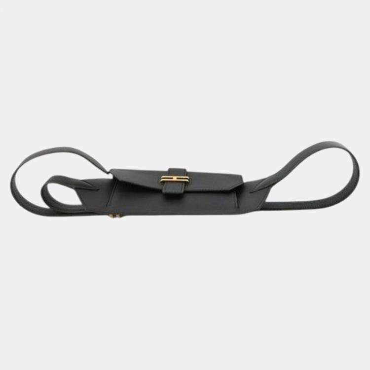 Pre Owned Hermes Black Swift Elan Pocket 24 Belt Bag