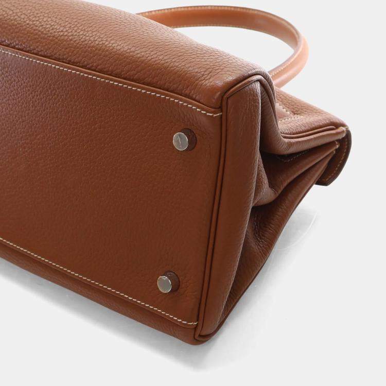 Pre Owned Hermes Gold Clemence Shoulder Kelly 42