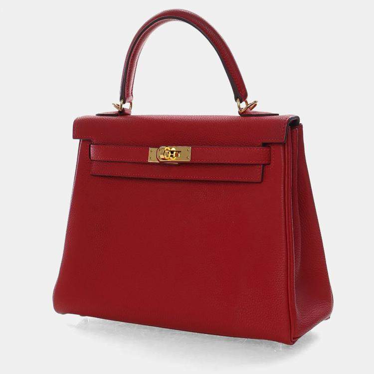 Pre Owned Hermes Rouge Casaque Togo Kelly 25