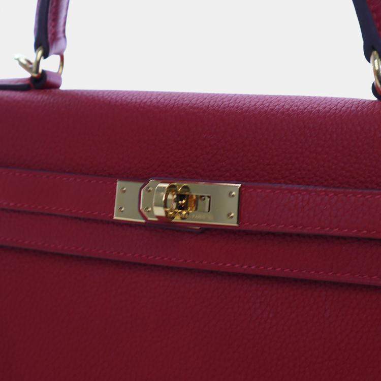 Pre Owned Hermes Rouge Casaque Togo Kelly 25