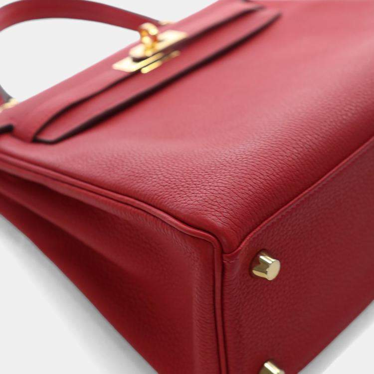 Pre Owned Hermes Rouge Casaque Togo Kelly 25