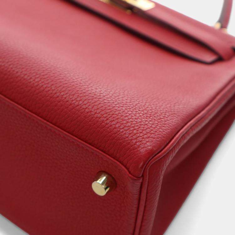 Pre Owned Hermes Rouge Casaque Togo Kelly 25