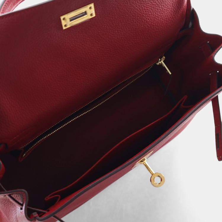Pre Owned Hermes Rouge Casaque Togo Kelly 25