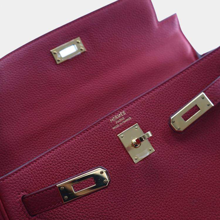 Pre Owned Hermes Rouge Casaque Togo Kelly 25