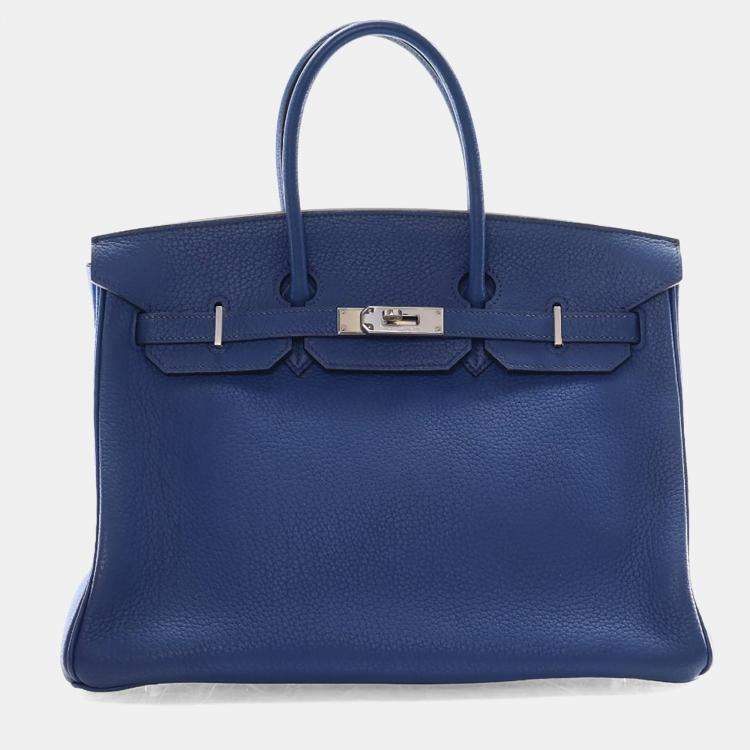 Pre Owned Hermes Blue De Malte Togo Birkin 35