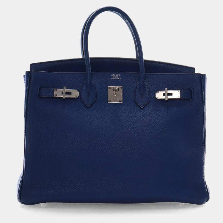 Pre Owned Hermes Blue De Malte Togo Birkin 35