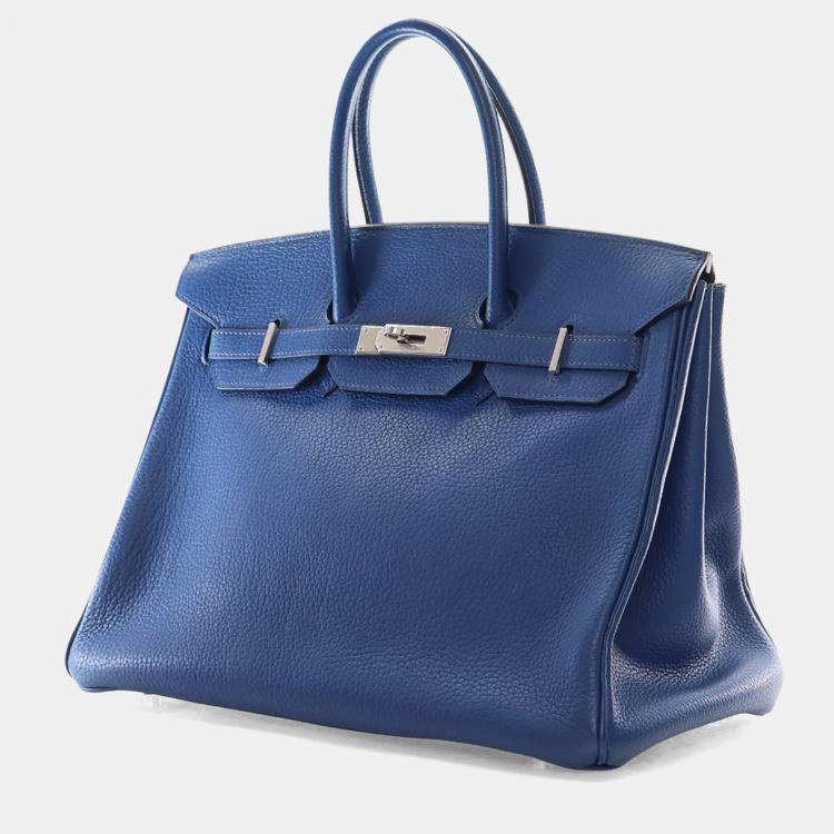 Pre Owned Hermes Blue De Malte Togo Birkin 35