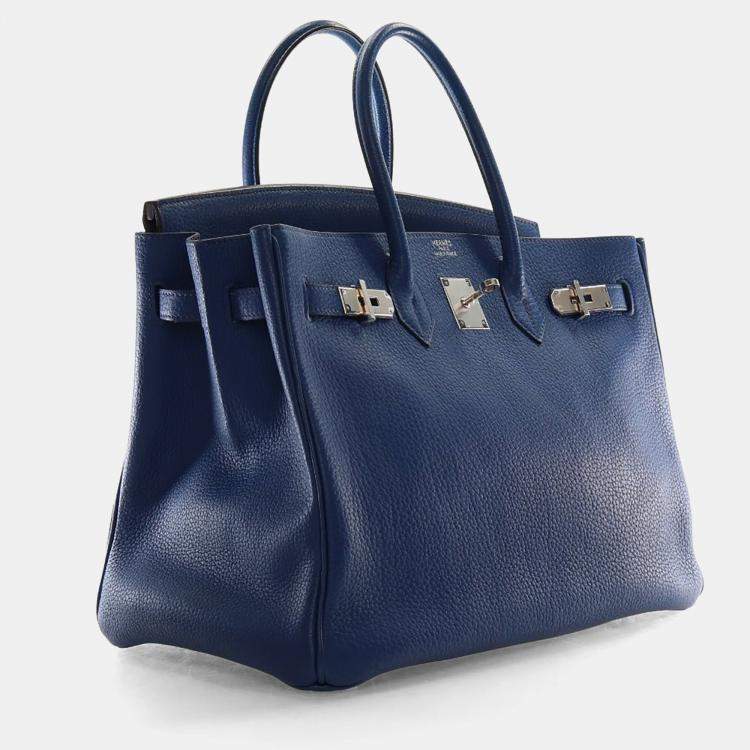Pre Owned Hermes Blue De Malte Togo Birkin 35