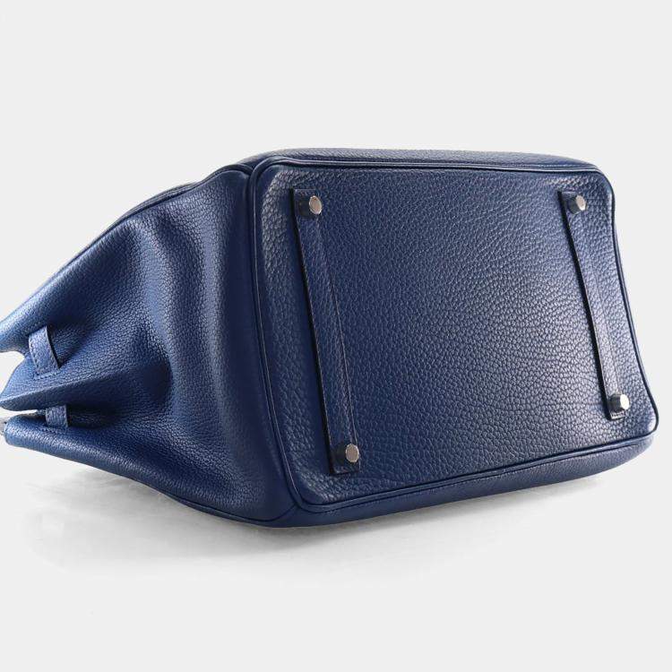 Pre Owned Hermes Blue De Malte Togo Birkin 35