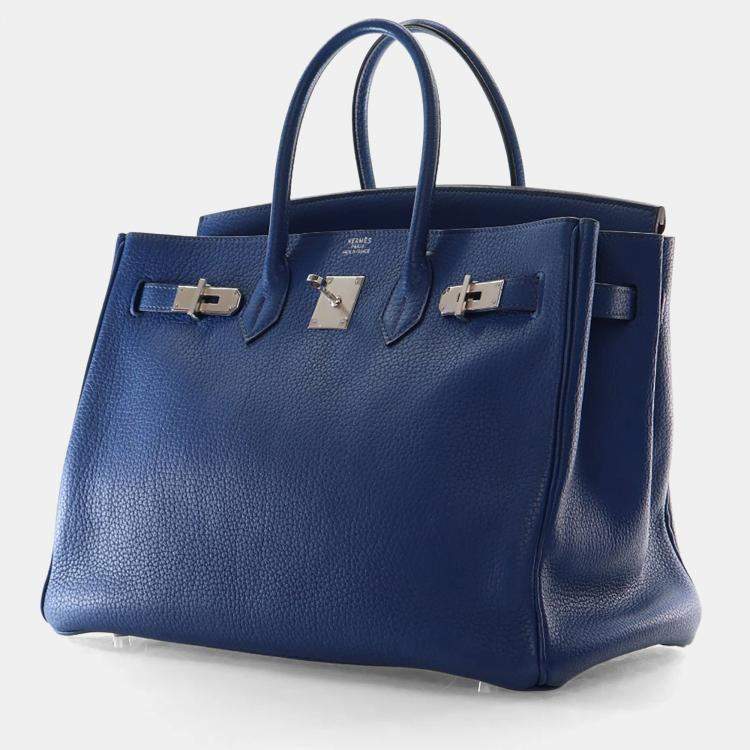 Pre Owned Hermes Blue De Malte Togo Birkin 35
