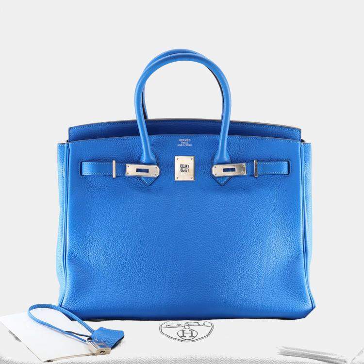 مملوكة مسبقًا Hermes Blue Hydra Togo Birkin 35