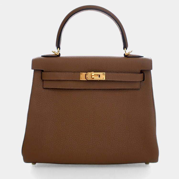 Pre Owned Hermes Brown Alezan Togo Kelly 25