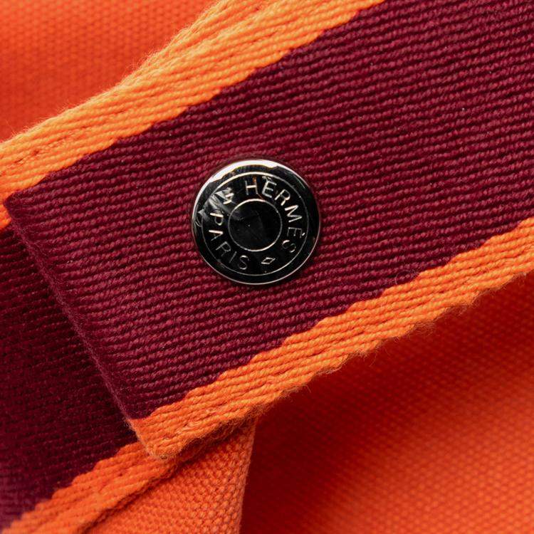 Pre Owned Hermes Orange Red Small Toile Bride A Brac Case