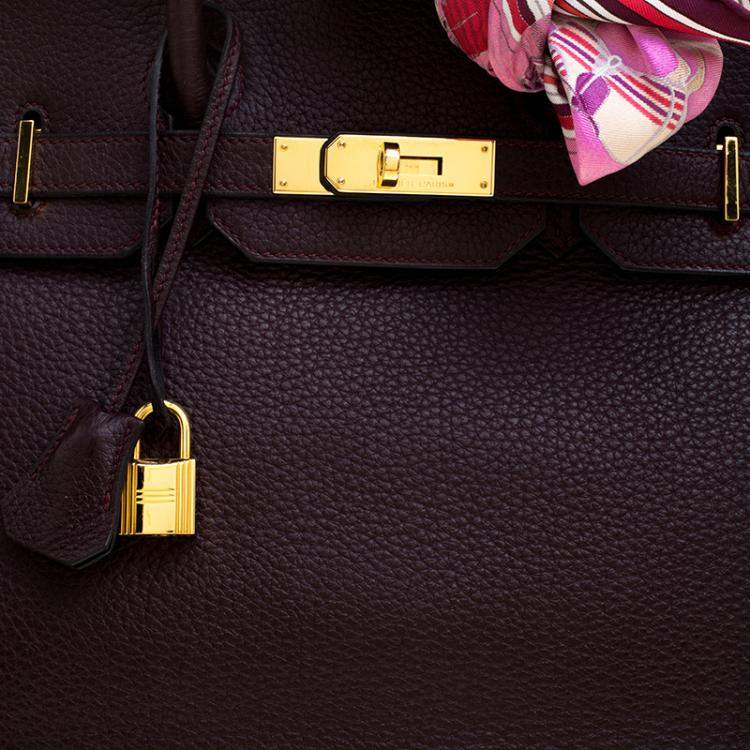 Pre Owned Hermes Bordeaux Togo Leather Gold Hardware Birkin 35 Bag