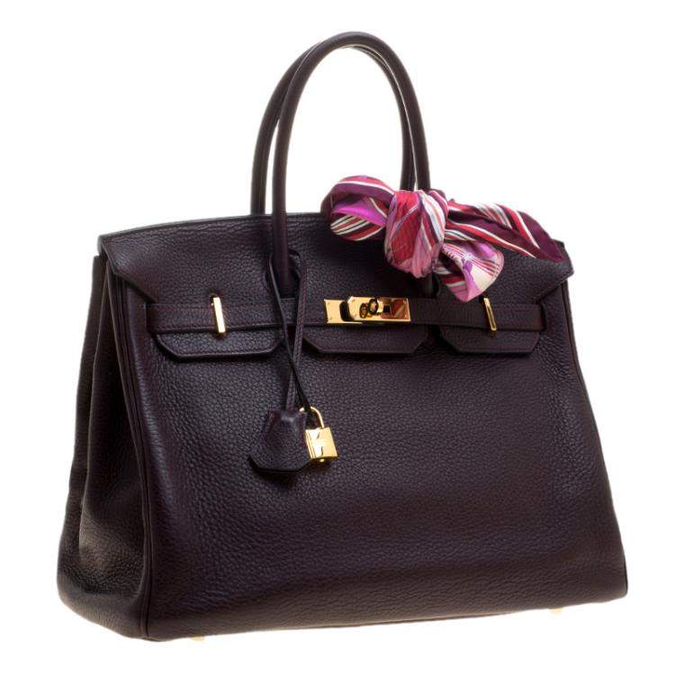 Pre Owned Hermes Bordeaux Togo Leather Gold Hardware Birkin 35 Bag