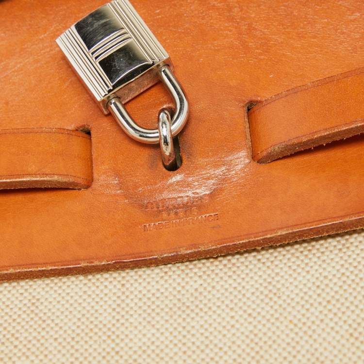 Pre Owned Hermes Tan/Beige Canvas and Leather 2 in 1 Herbag 39 Bag