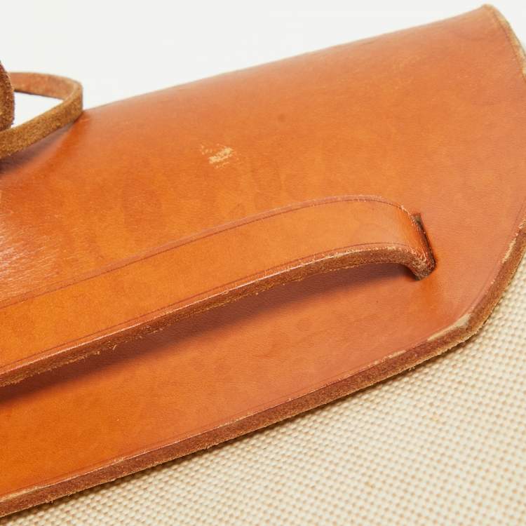 Pre Owned Hermes Tan/Beige Canvas and Leather 2 in 1 Herbag 39 Bag